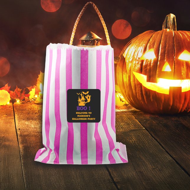 Adesivo Quadrado Nome Personalizado da Casa Assaltada Spooky (Criador carregado)