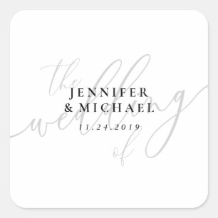 Adesivo Quadrado Nome Personalizado de Casamento