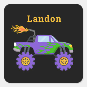 Adesivo Quadrado Nome Personalizado de Monster Truck Legal