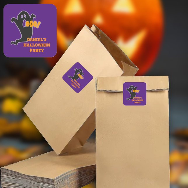 Adesivo Quadrado Nome Personalizado do Boo Ghost (Criador carregado)