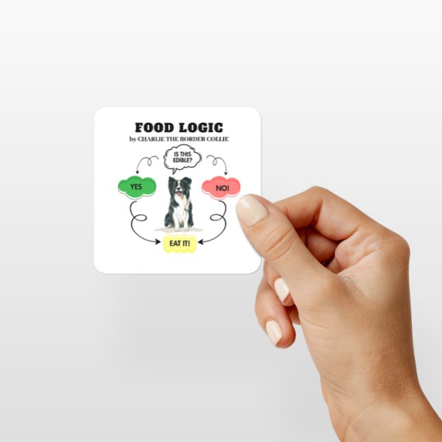 Adesivo Quadrado Nome Personalizado do Cachorro de Lógica de Comida (Add dog's name to personalize.  Other items available in collection with same design.)