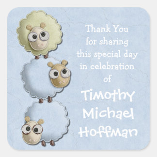 Adesivo Quadrado Nome Personalizado do chá de fraldas Obrigado Stic