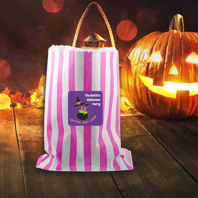 Adesivo Quadrado Nome Personalizado do Dia de as Bruxas engraçado d (Criador carregado)