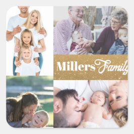 Adesivo Quadrado Nome personalizado e chaveiro de ouro para colagem