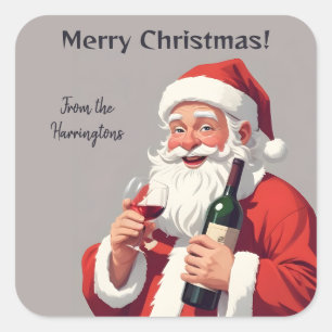 Adesivo Quadrado Nome personalizado e Papais noeis de Bebado engraç