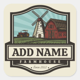 Adesivo Quadrado NOME Personalizado Farmhouse Rustic Farmhouse Old 