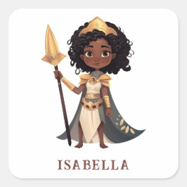 Adesivo Quadrado Nome Personalizado Guerreiro Africano do Cavaleiro