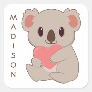 Adesivo Quadrado Nome Personalizado Love Koala
