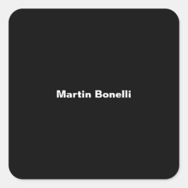 Adesivo Quadrado Nome personalizado Mínimo Preto Preto Preto Modern
