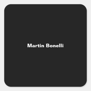 Adesivo Quadrado Nome personalizado Mínimo Preto Preto Preto Modern