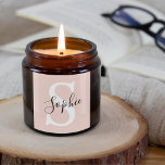 Adesivo Quadrado Nome Personalizado Moderno Monograma Pastel Rosa<br><div class="desc">Nome Personalizado Moderno Monograma Pastel Rosa</div>