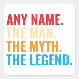 Adesivo Quadrado Nome Personalizado O Homem O Mito O Retro Da Legen