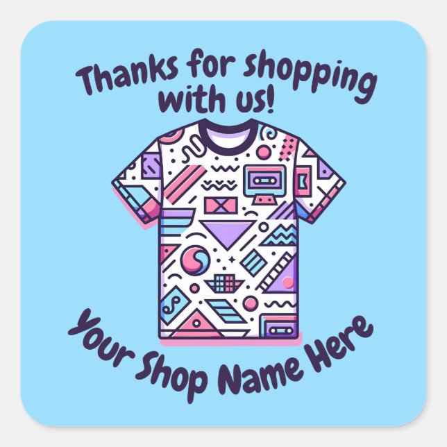 Adesivo Quadrado Nome Personalizado para Pequenas Empresas Vendedor (Frente)