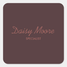 Adesivo Quadrado Nome personalizado simples e marrom