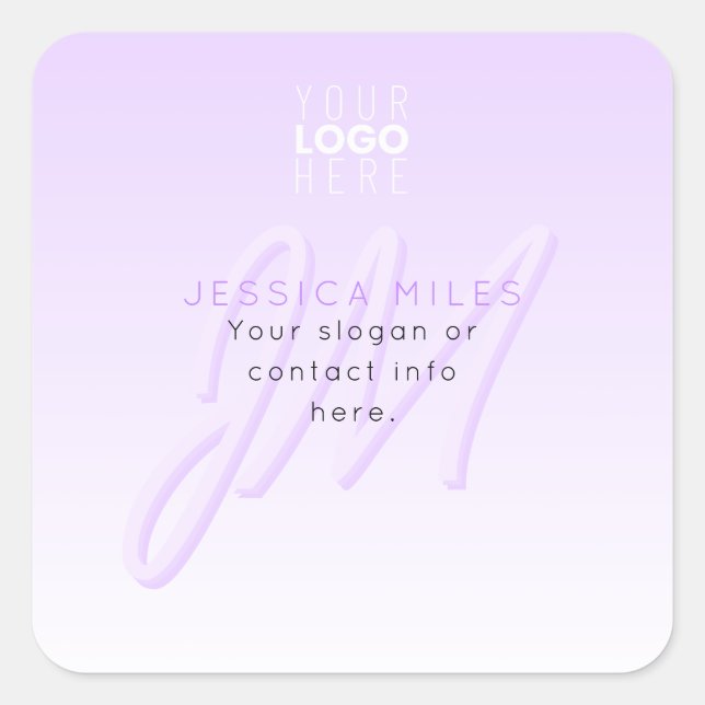 Adesivo Quadrado Nome profissional e Modelo de slogan | Puro claro (Frente)