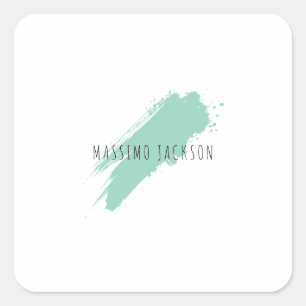 Adesivo Quadrado Nome Próprio Decorativo Chic Simples Azul Branco