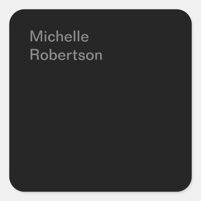 Adesivo Quadrado Nome Próprio do Adicionar Simples Preto (Frente)