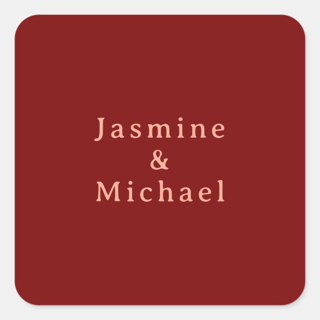 Adesivo Quadrado Nome Próprio Mínimo Mínimo Bonito Vermelho e Pêsse (Frente)