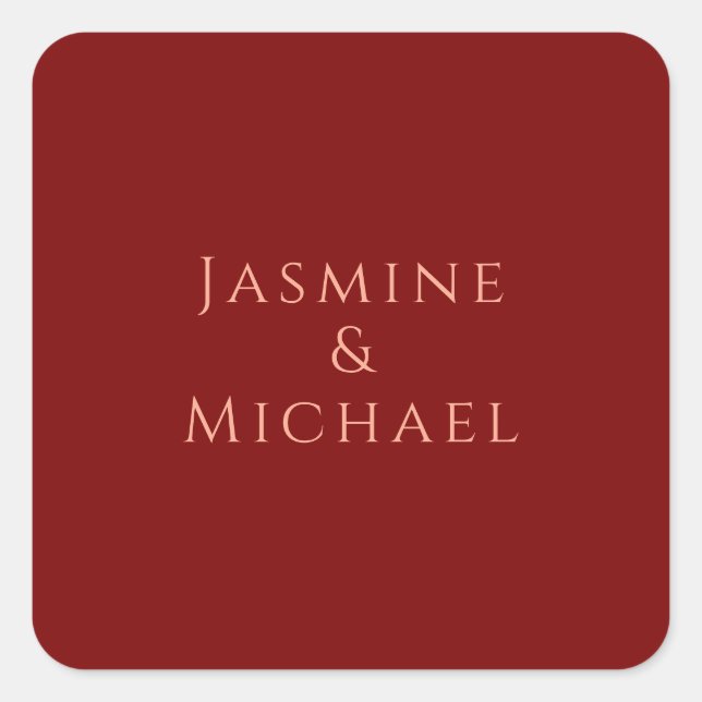 Adesivo Quadrado Nome Próprio Mínimo Mínimo Bonito Vermelho e Pêsse (Frente)