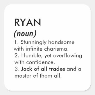Adesivo Quadrado Nome Ryan, Nome editável, Nome personalizado