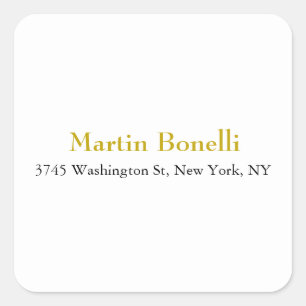 Adesivo Quadrado Nome Único de Cor Dourada Simples Clássica