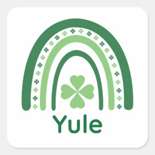 Adesivo Quadrado Nome Yule Clover Boho Rainbow