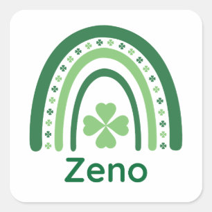 Adesivo Quadrado Nome Zeno Clover Boho Arco-íris