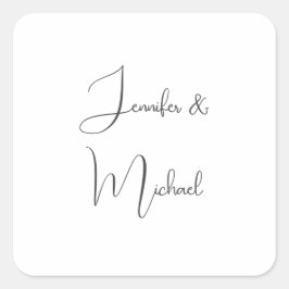 Adesivo Quadrado Nomes de Caligrafia Simples Simples Cinza Branco E