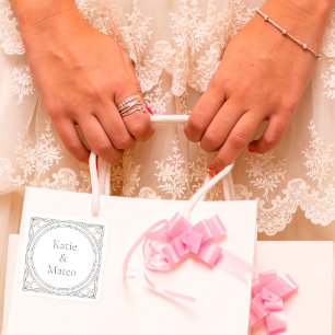 Adesivo Quadrado Nomes de Casal Personalizados Art Deco Elegantes