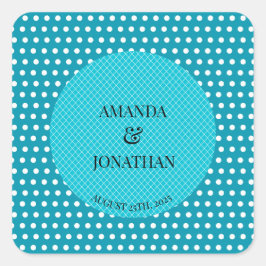 Adesivo Quadrado Nomes de Casamentos Personalizados de Azul do Mar