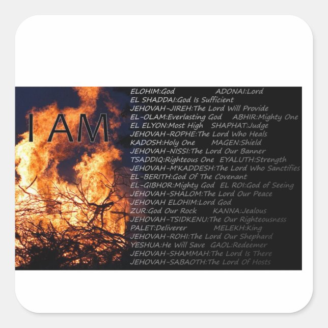 Adesivo Quadrado Nomes de Deus Sticker (Frente)