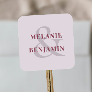 Adesivo Quadrado Nomes personalizados Púrpura Elegante Simples