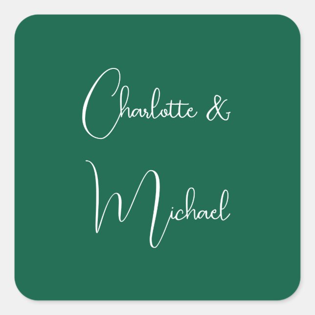 Adesivo Quadrado Nomes Simples da Planície Verde Elegante da Caligr (Frente)