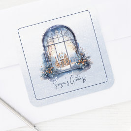 Adesivo Quadrado Nórdico De Neve Personalizada Pastel Azul E Branco