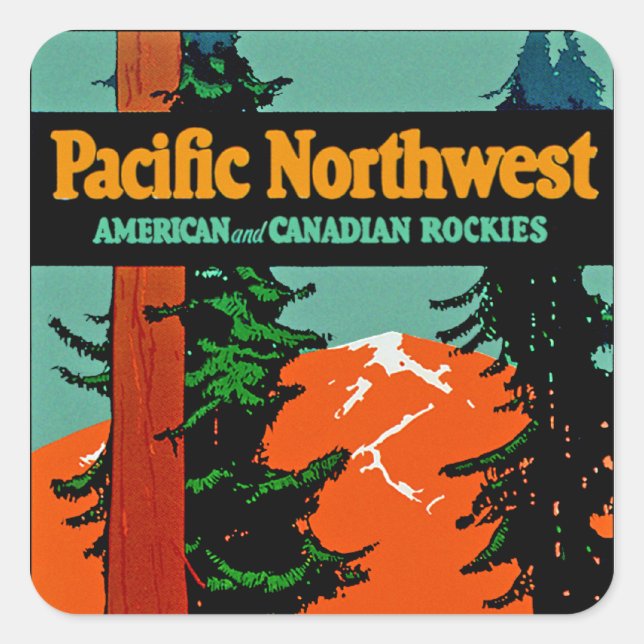 Adesivo Quadrado Noroeste do Pacífico (Frente)