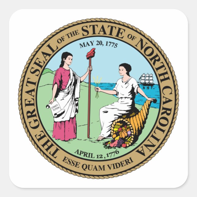 Adesivo Quadrado North Carolina State Seal - (Frente)