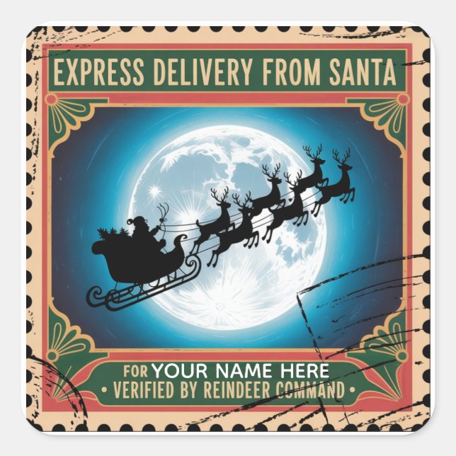 Adesivo Quadrado North Pole Delivery Stamp (Frente)