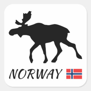 Adesivo Quadrado Norway Elk and Flag
