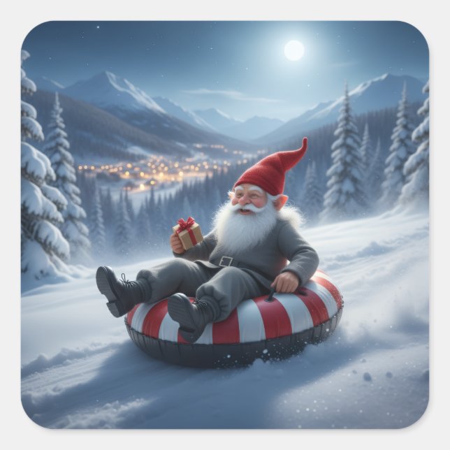 Adesivo Quadrado Norwegian Nisse Sledding, Stickers (Frente)