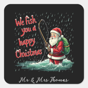 Adesivo Quadrado Nós pescamos para você um feliz Natal.