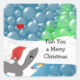 Adesivo Quadrado Nós Pescamos Um Feliz Tubarão De Natal