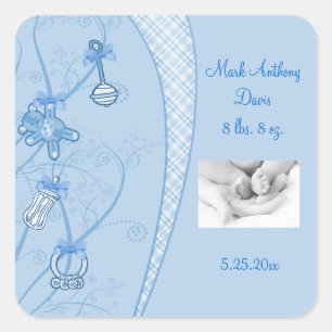 Adesivo Quadrado Nossa Nova Adição Em Matizes Azuis