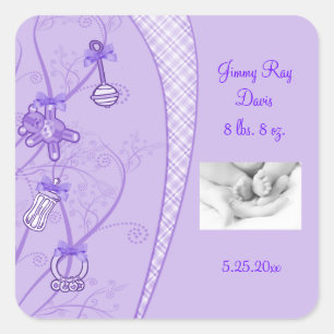 Adesivo Quadrado Nossa Nova Adição Em Matizes Roxos