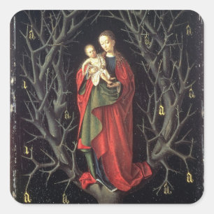 Adesivo Quadrado Nossa senhora da árvore seca c.1450 (óleo no