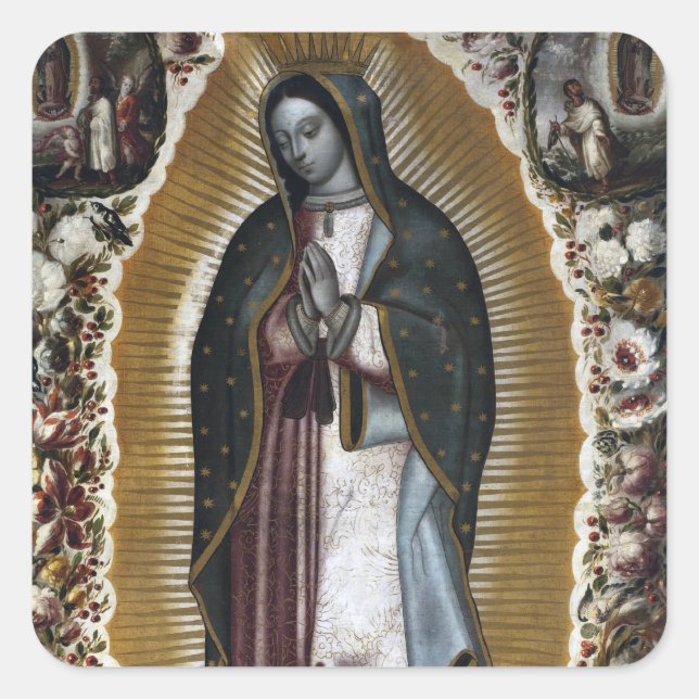 Adesivo Quadrado Nossa Senhora de Guadalupe - Pintura Antiquada (Frente)