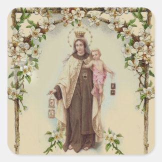 Adesivo Quadrado Nossa Senhora do Monte Carmel com o bebê Jesus