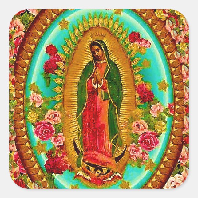 Adesivo Quadrado Nossa Senhora Guadalupe Virgem Santo Mexicana Mari (Frente)