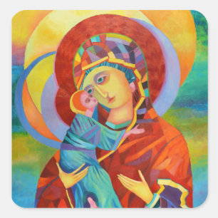 Adesivo Quadrado Nossa Senhora Virgem Maria Madona e Menino