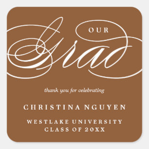 ADESIVO QUADRADO NOSSO GRAD DE ESCRITA ELEGANTE STICKER DE OBRIGA