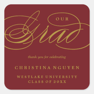 ADESIVO QUADRADO NOSSO GRAD DE ESCRITA ELEGANTE STICKER DE OBRIGA
